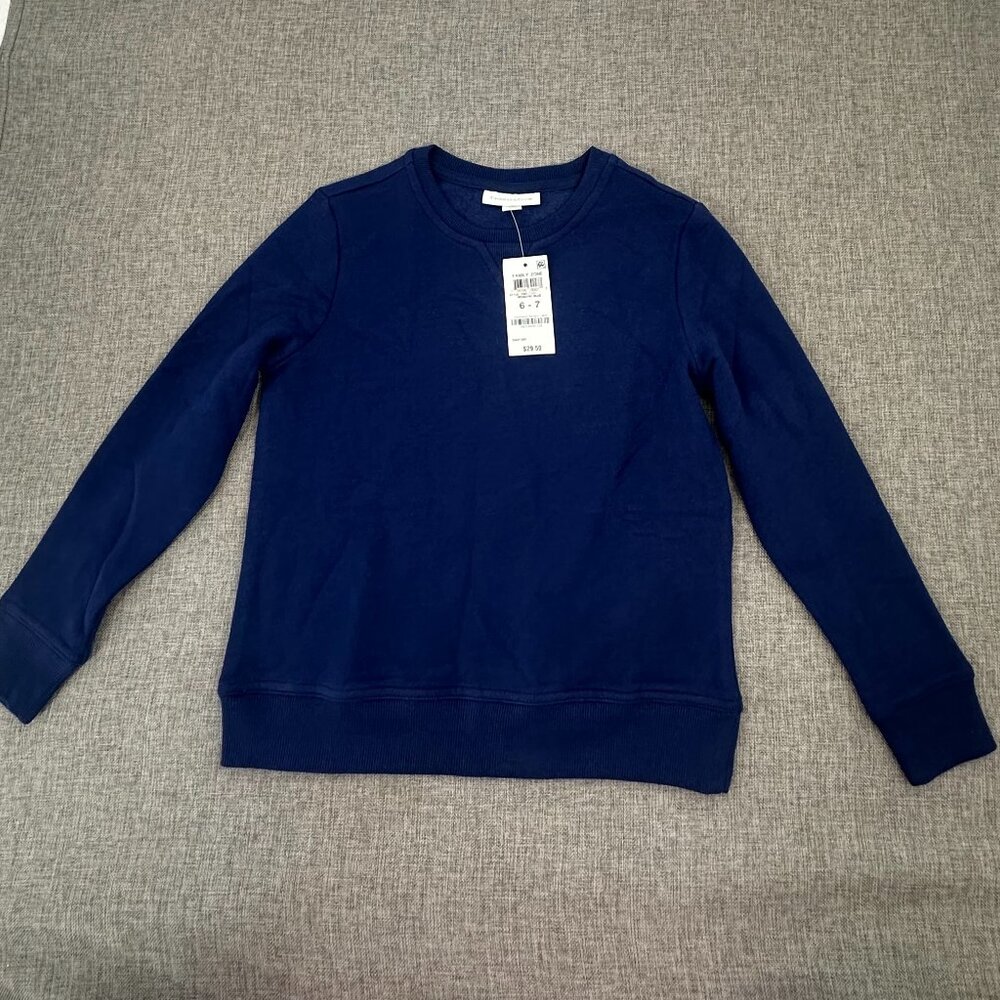 NEW! Kids unisex Charter Club Sweater Navy Blue 6/7 Cotton Blend Long Sleeve $29